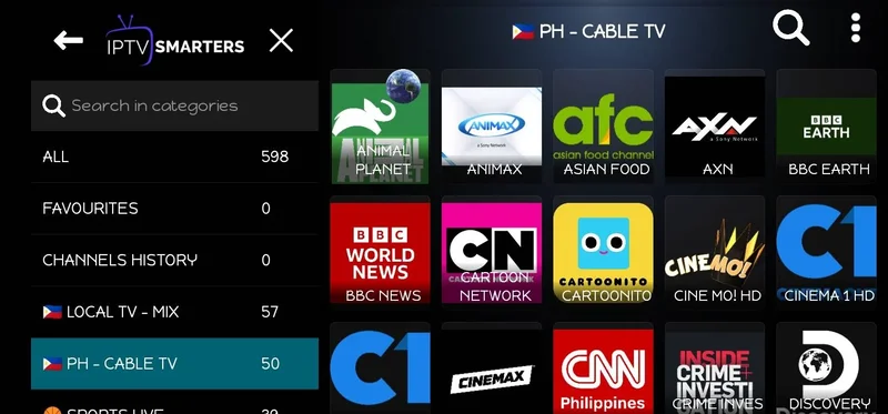 IPTV Smarters Pro abonnement interface IPTV channels streaming