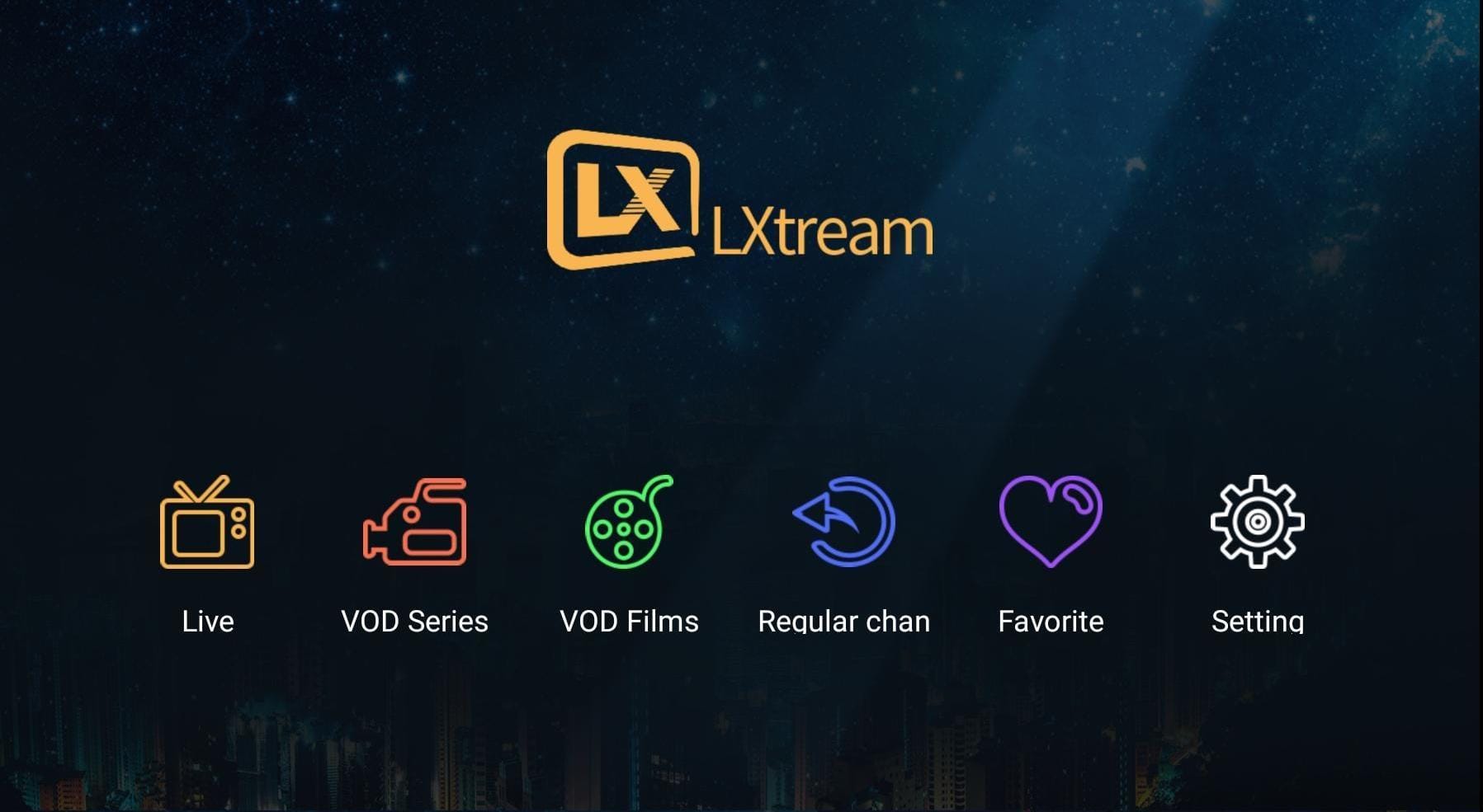 Menu principale de Lxtream