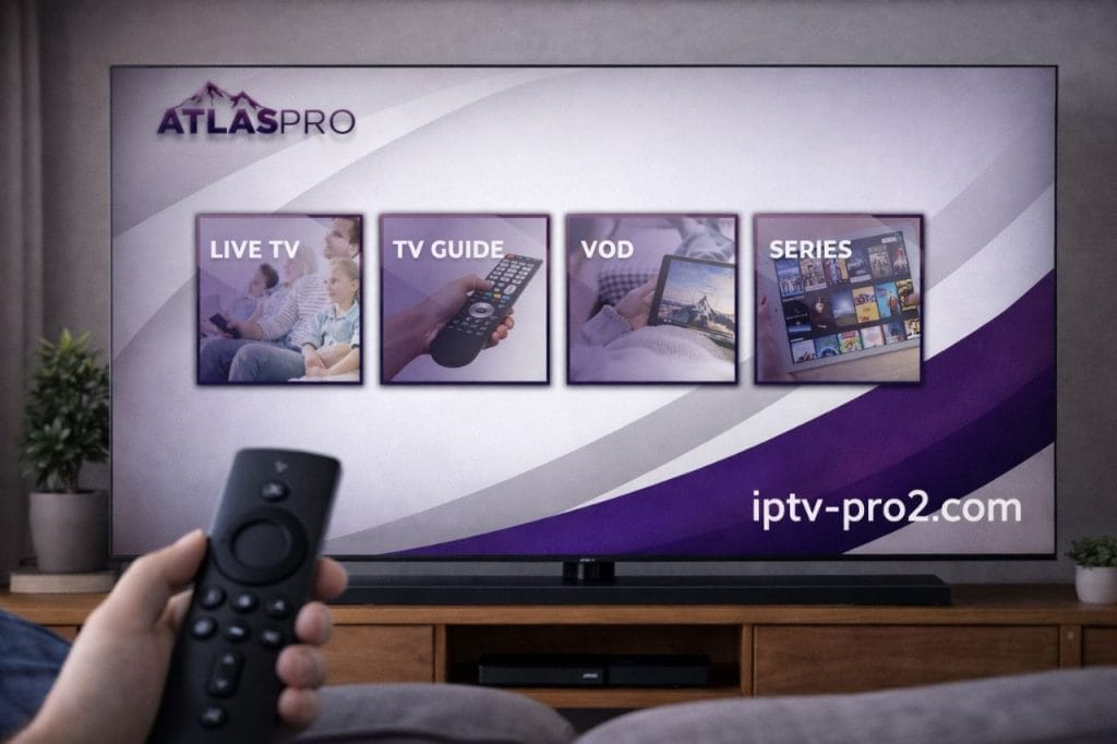 Atlas Pro IPTV sur Smart TV avec live TV VOD séries et chaînes IPTV HD via iptv-pro2.com