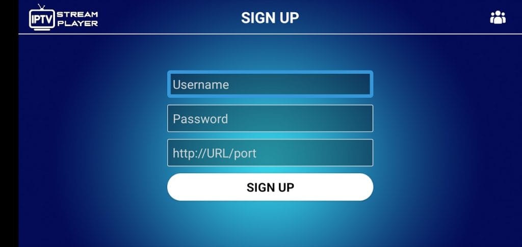 écran de connexion iptv stream player sur smart tv