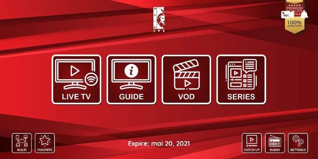 Interface King365 TV installée sur Amazon Fire TV Stick