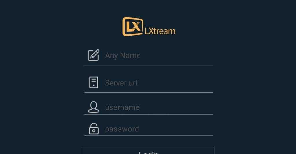 Écran de connexion Lxtream via Xtream Code