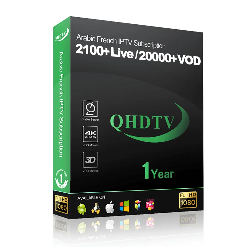 Abonnement IPTV QHDTV premium 1 an avec chaînes HD et VOD
