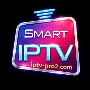 Smart IPTV logo avec iptv-pro2.com design néon premium application IPTV 2026