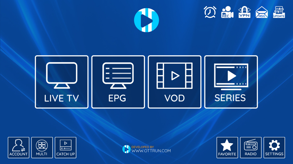 Interface XCIPTV Smart Player sur écran pour lecteur IPTV