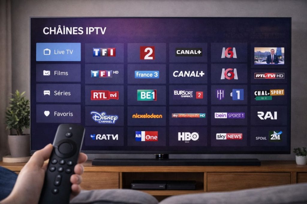 chaînes IPTV sur Smart TV avec live TV films et séries en streaming HD via iptv-pro2.com