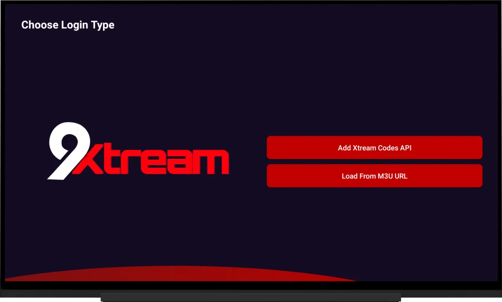 Interface de connexion 9Xtream IPTV Premium.