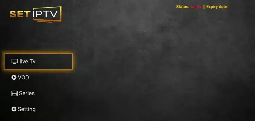 Menu Set IPTV sur Smart TV avec options playlist M3U et activation IPTV