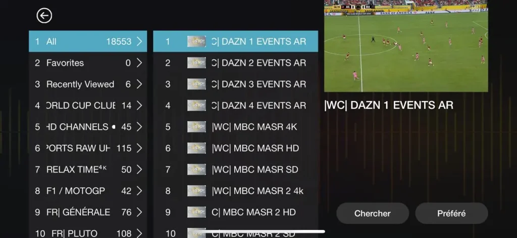 Chaînes IPTV disponibles sur Bob Player pour Smart TV