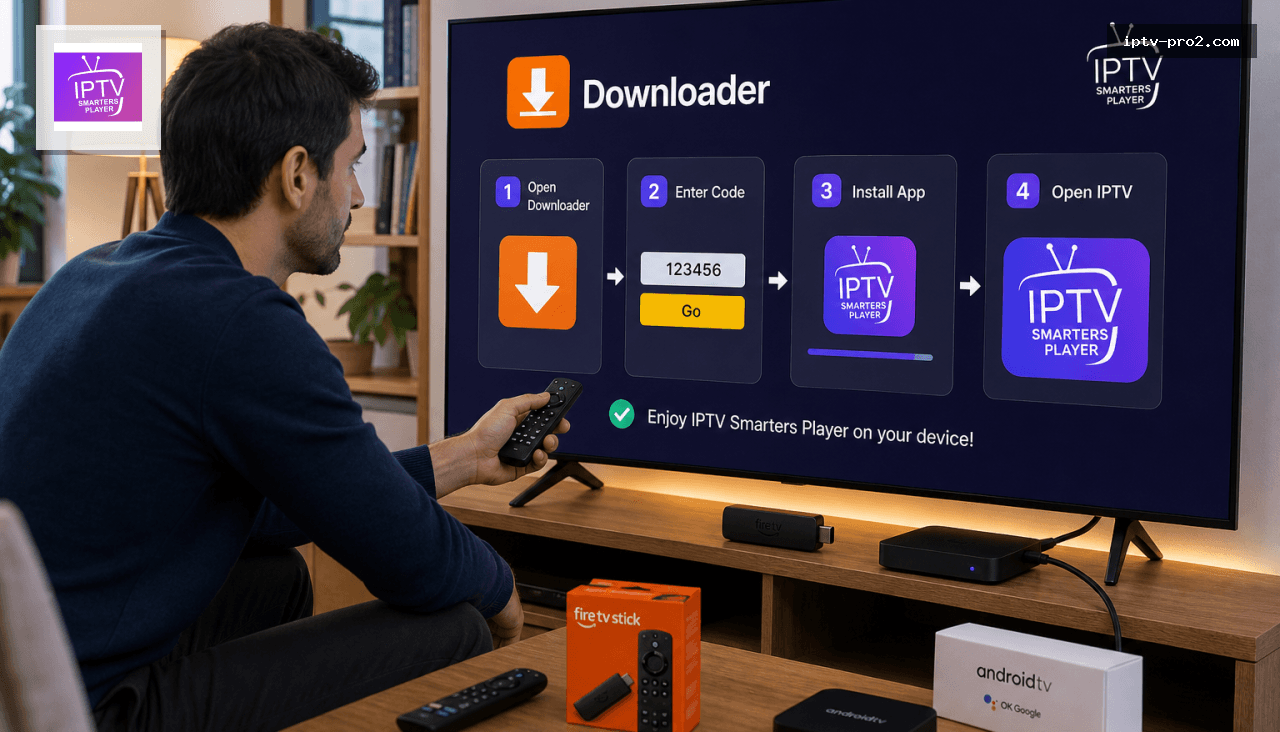 Comment installer l’application IPTV smarters player sur Android et Fire TV Stick avec Downloader en 5 minutes - iptv smarters player Premium 2026 — Streaming fluide HD/4K et lecture sans coupures