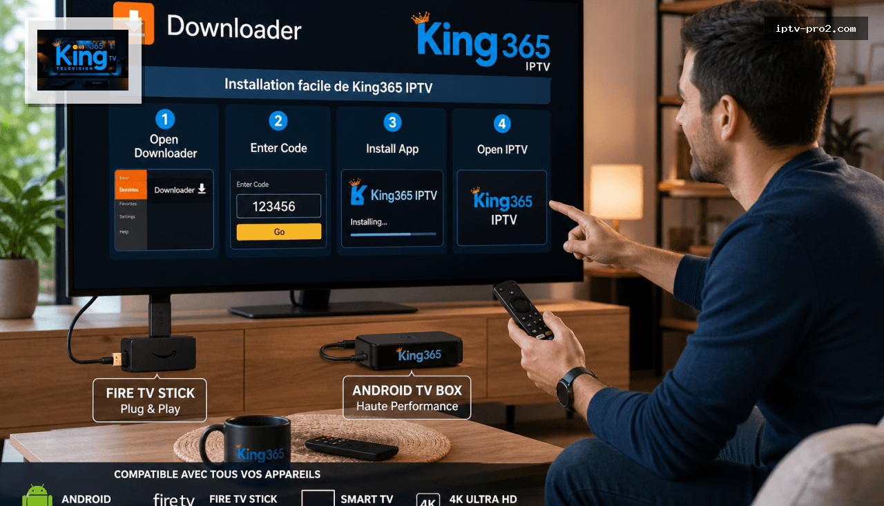 Compatibilité de king 365 avec Android, Fire TV Stick et Smart TV - king 365 iptv france 2026 - Compatible Smart TV, Android, MAG, VOD et guide TV français