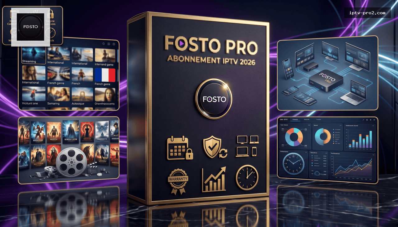 Image produit premium - Fosto Pro Abonnement IPTV 2026 : Expérience TV et VOD Inégalée