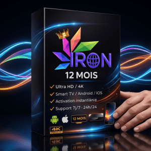 Image produit premium - iron tv iptv code 2026 — Streaming HD/4K stable, faible latence et 12 mois