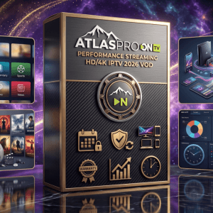 Image produit premium - atlas pro on tv IPTV 2026 — Performance streaming HD/4K optimisée, faible latence pour séries et VOD