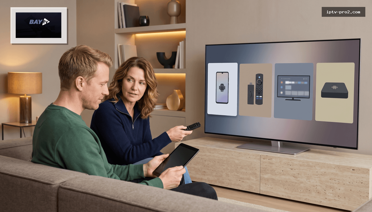 Compatibilité de avec Android Fire TV Stick et Smart TV 2026 Expérience TV & VOD premium playlists mises à jour pendant 12 mo
